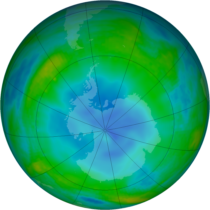 Antarctic ozone map for 24 June 1988